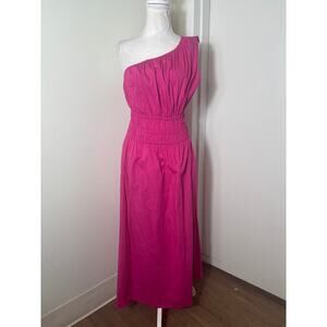 The Lulo Project Hot Pink One Shoulder Cotton Maxi Dress Sz L